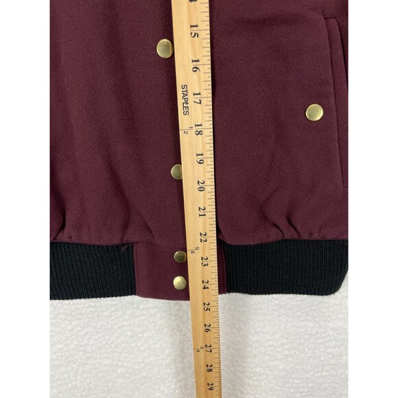 Theory Varsity Bomber Jacket Women’s Size SP Burgundy Wool Blend Petite - Picture 5 of 7